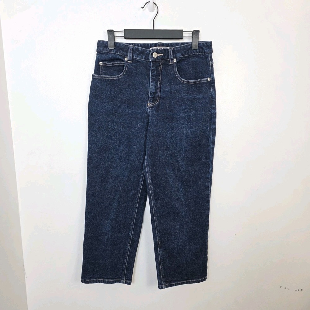 High Sierra Dark Wash High Rise‎ Classic Outdoor Stretch Tapered Crop Jeans Sz 8
